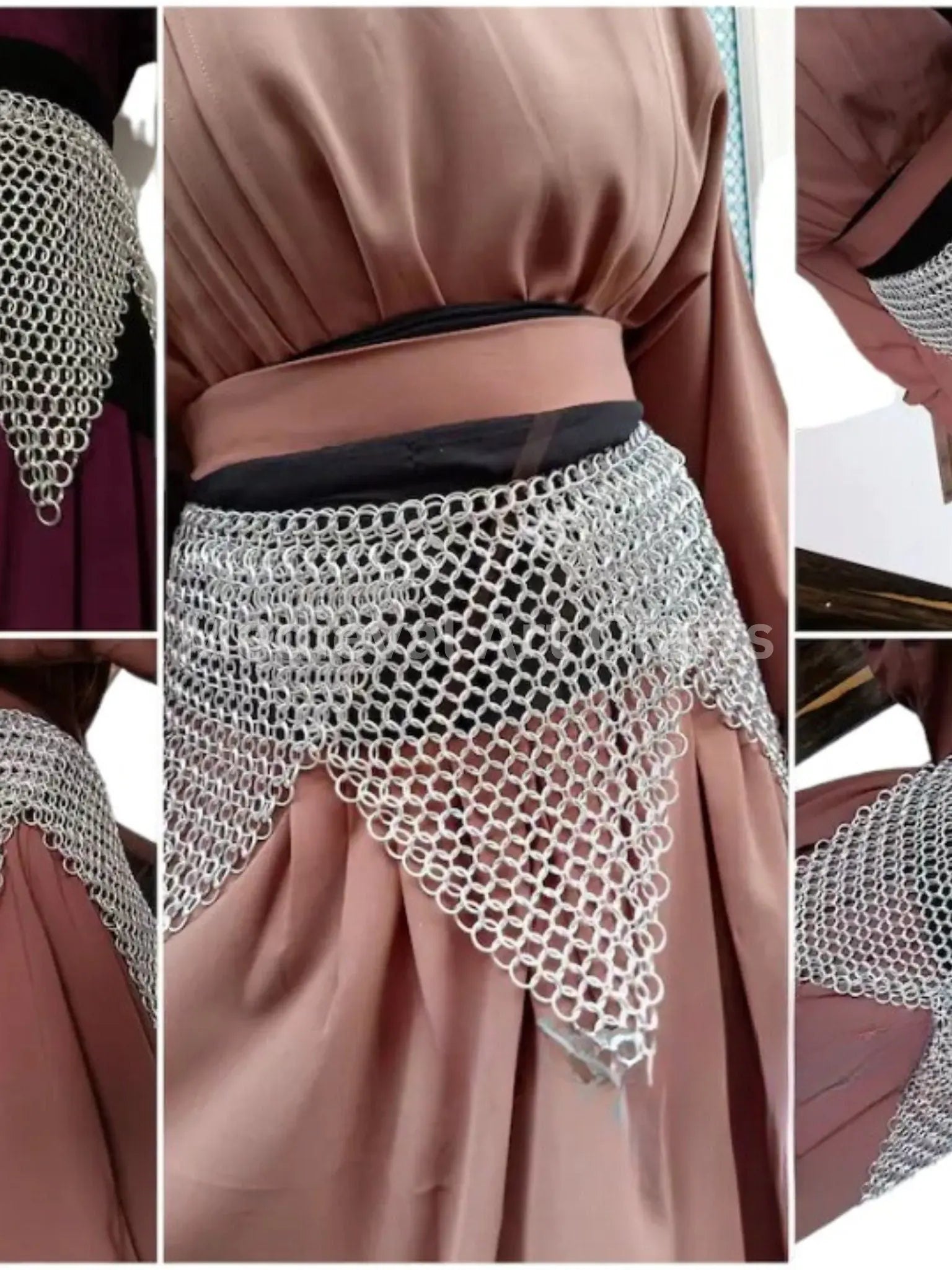 Chainmail Overlap Skirt, Chainmaille Antique Silver Renfaire Corset Costume, Belly Belt/Skirt, Boho Style Adjustable Skirt Gift for women ISH Collection