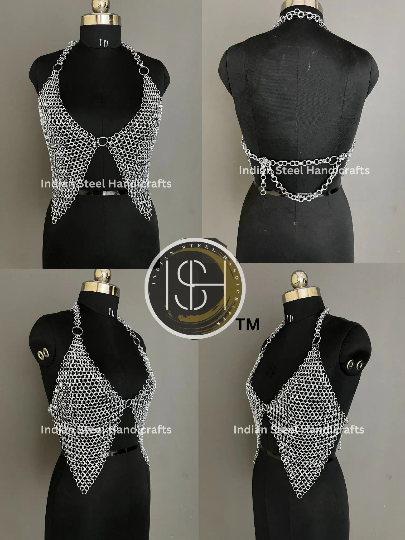 Female Knight Armor: Steel Gorget, Pouldron & Chainmail - LARP Cosplay