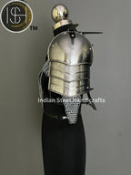 Female Knight Steel Armor: Gorget & Pouldron, Chainmail Top - LARP Cosplay