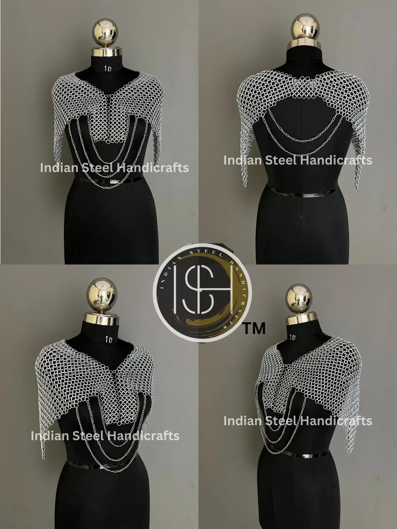Female Knight Steel Armor: Gorget & Pouldron, Chainmail Top - LARP Cosplay