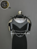 Female Knight Steel Armor: Gorget, Pouldron & Chainmail - LARP Cosplay
