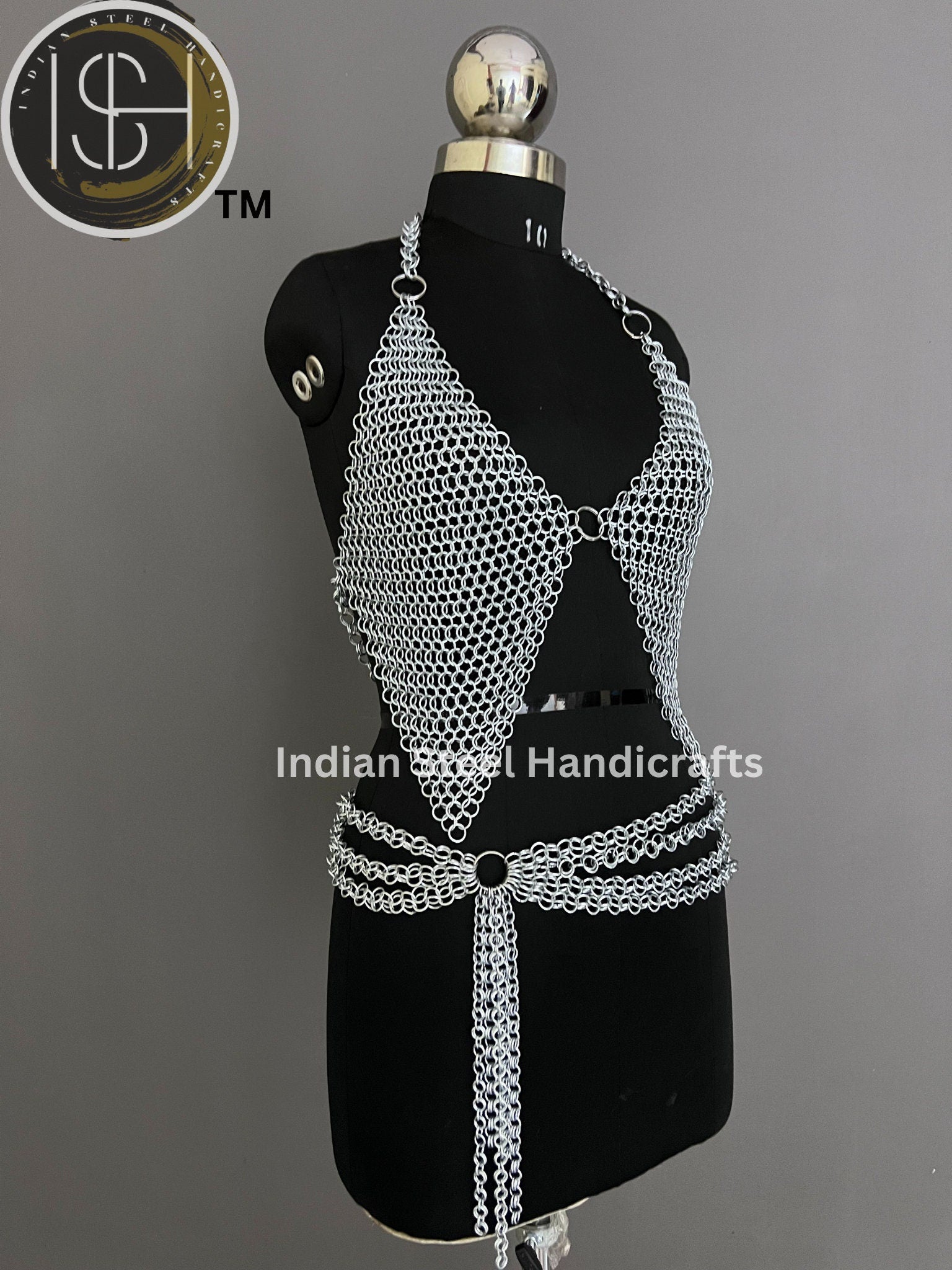 Metal Viking Top & Belt, Ren faire Chainmaille Handmade Medieval Cosplay Armor, SCA Larp Costume, Mother's day Reenactment, Christmas Gift.