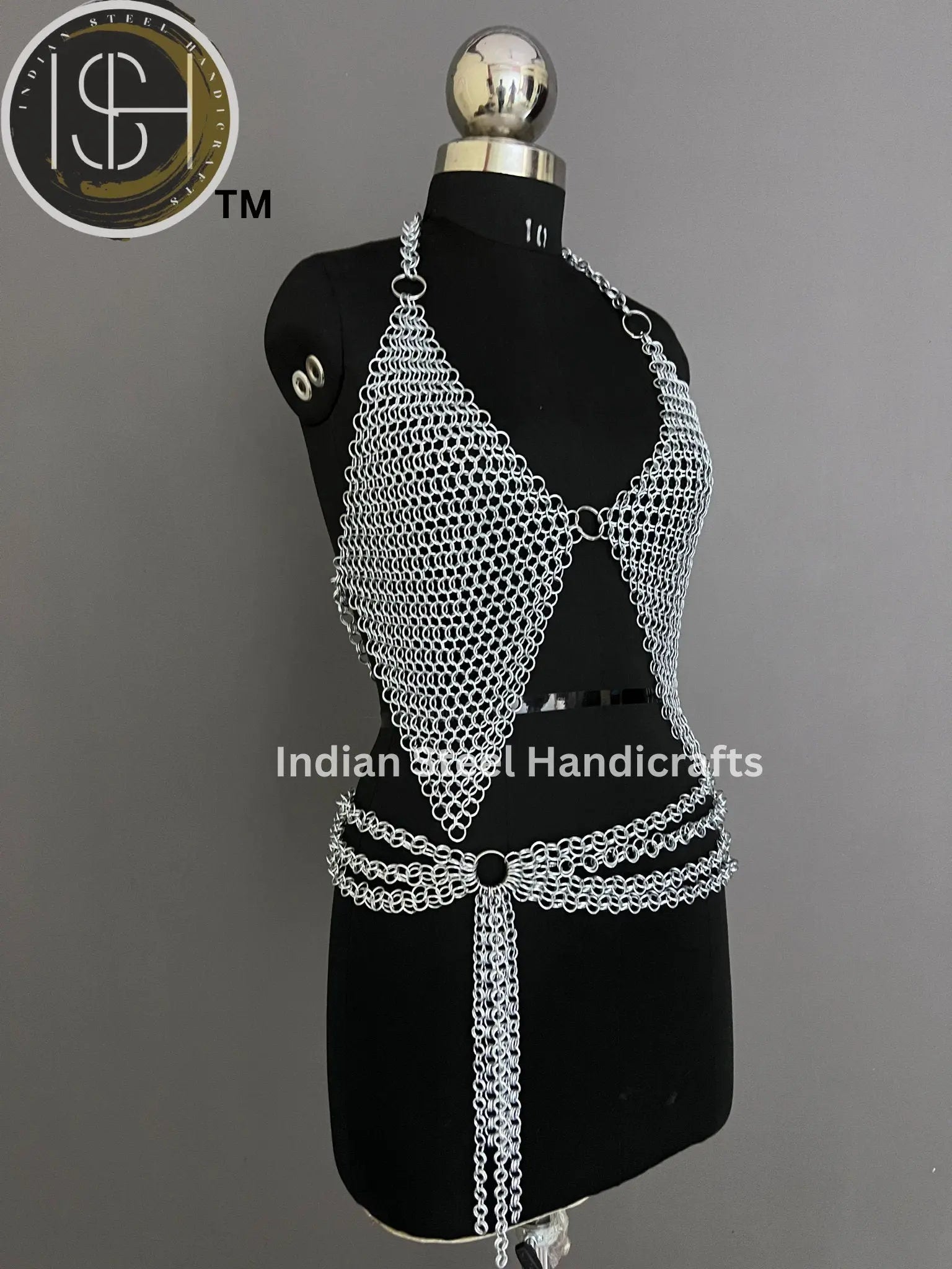 Metal Viking Top & Belt, Ren faire Chainmaille Handmade Medieval Cosplay Armor, SCA Larp Costume, Mother's day Reenactment, Christmas Gift. ISH Collection