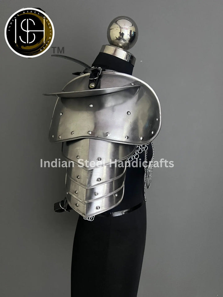 Female Knight Steel Armor: Gorget, Pouldron & Chainmail - LARP Cosplay