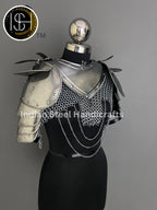 Female Knight Steel Armor: Gorget, Pouldron & Chainmail - LARP Cosplay