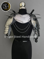 Female Knight Steel Armor: Gorget, Pouldron & Chainmail - LARP Cosplay