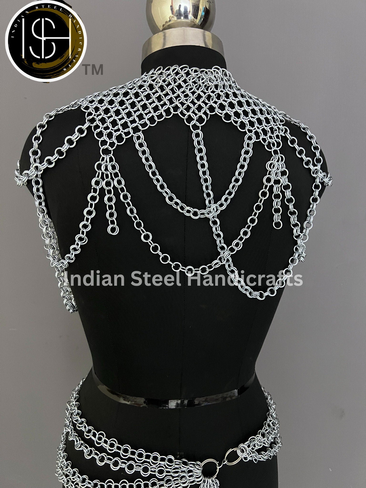Metal Viking Top & Belt, Ren faire Chainmaille Handmade Medieval Cosplay Armor, SCA Larp Costume, Mother's day Reenactment, Christmas Gift.