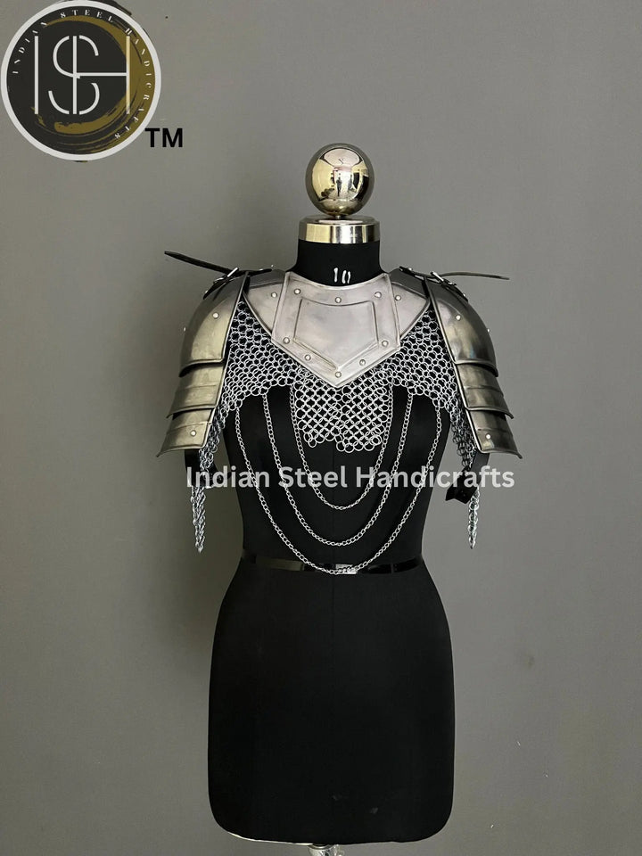 larp armor,pouldron armor, gorget armor, fantasy armor, cosplay armor, female armor, armor for women, sca armor, knight armor, gift for her, gift for girlfriend