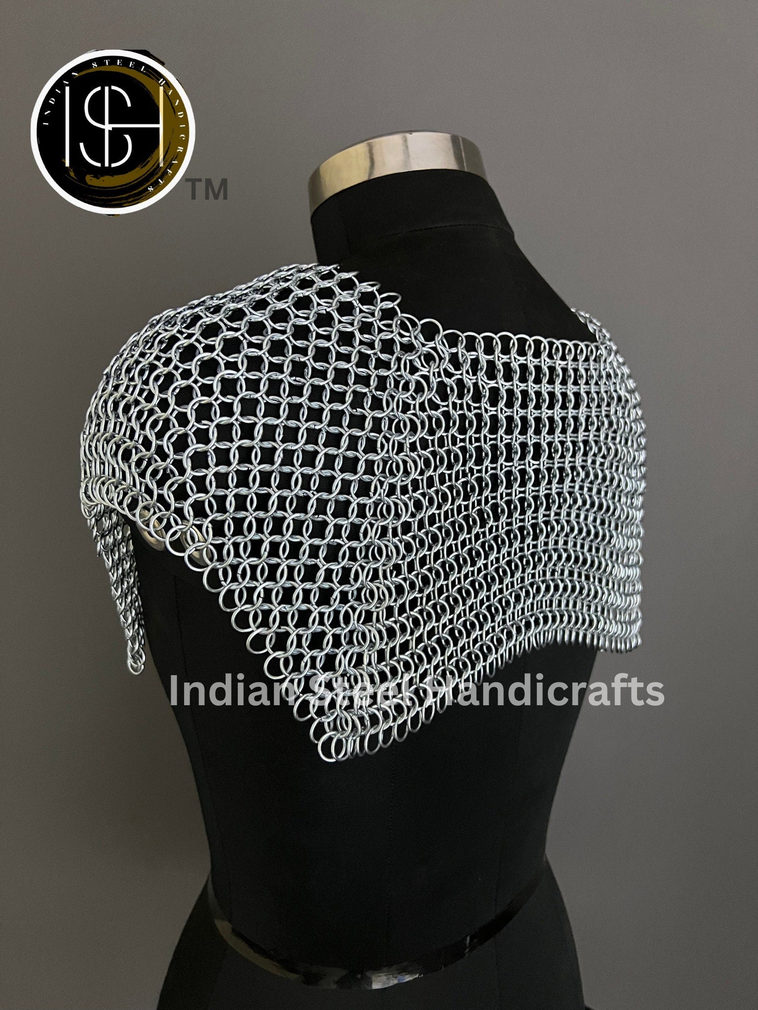 Chainmail Square Shoulder, Chainmaile Medieval Cosplay Costume, Festival Renaissance Fair & Collection.