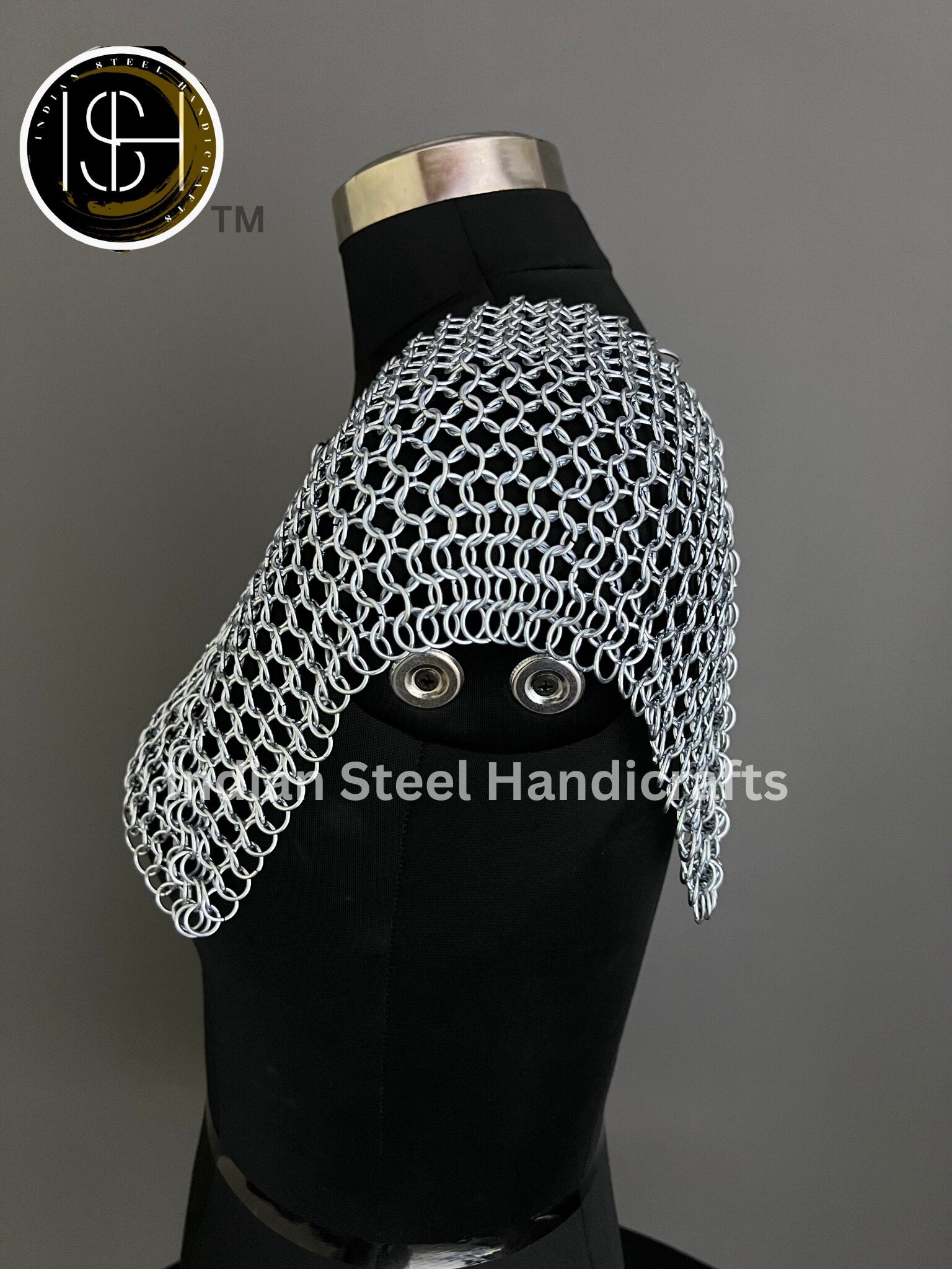 Chainmail Square Shoulder, Chainmaile Medieval Cosplay Costume, Festival Renaissance Fair & Collection.