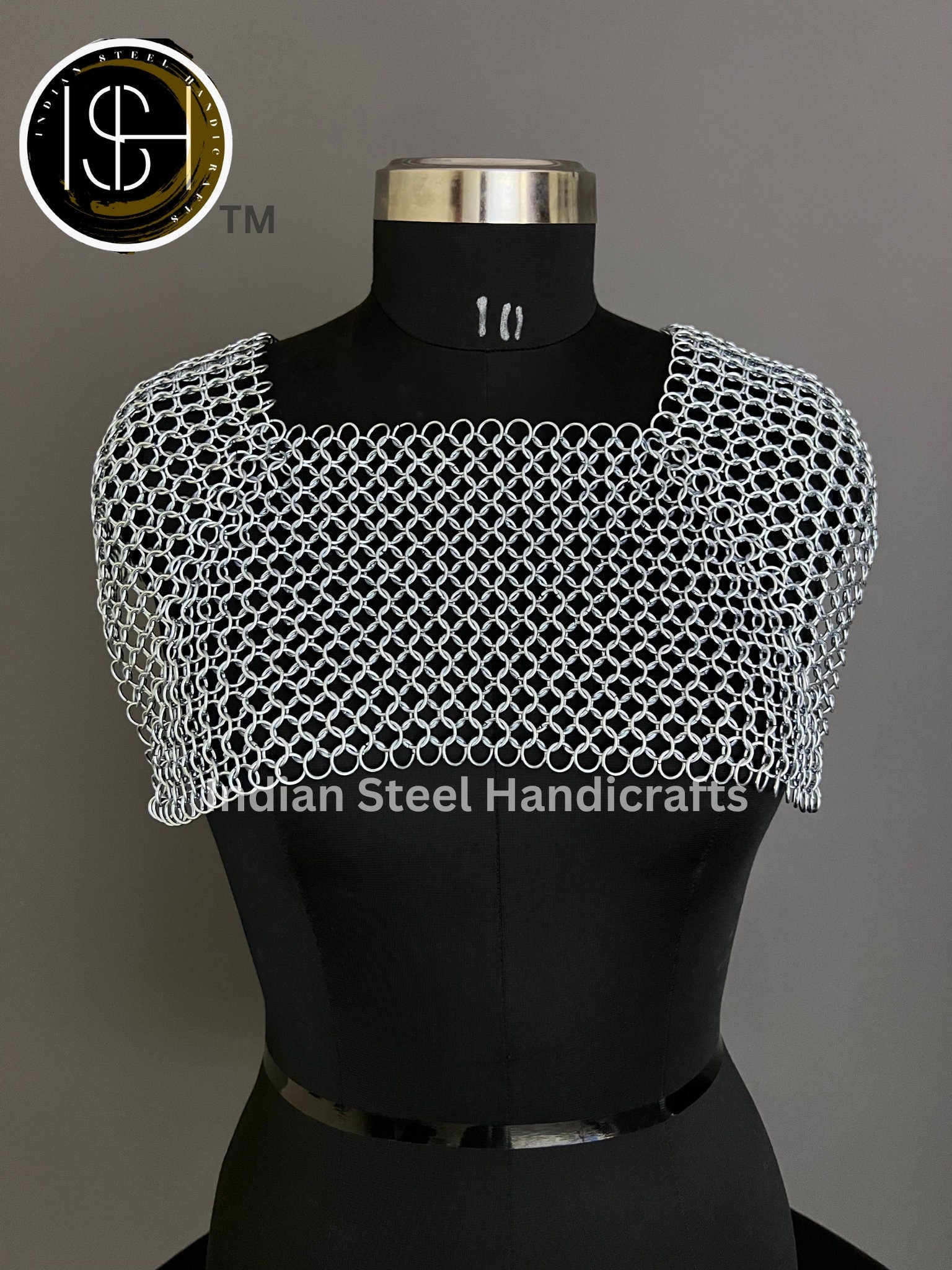 Chainmail Square Shoulder, Chainmaile Medieval Cosplay Costume, Festival Renaissance Fair & Collection.