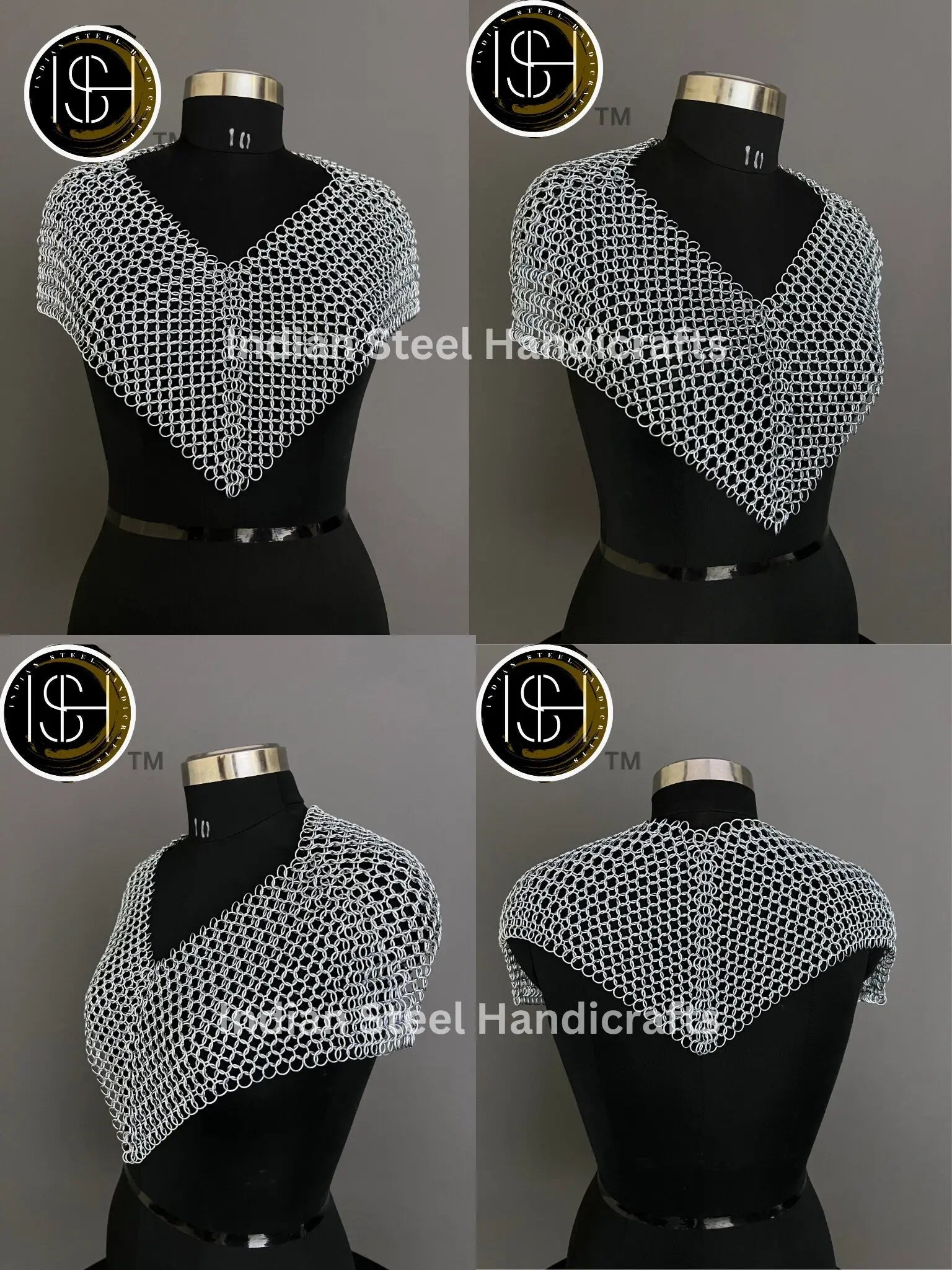 Chainmail Square Shoulder, Chainmaile Medieval Cosplay Costume, Festival Renaissance Fair & Collection. ISH Collection