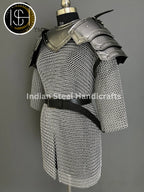 Female Knight Armor: Steel Gorget, Pouldron & Chainmail - LARP Cosplay