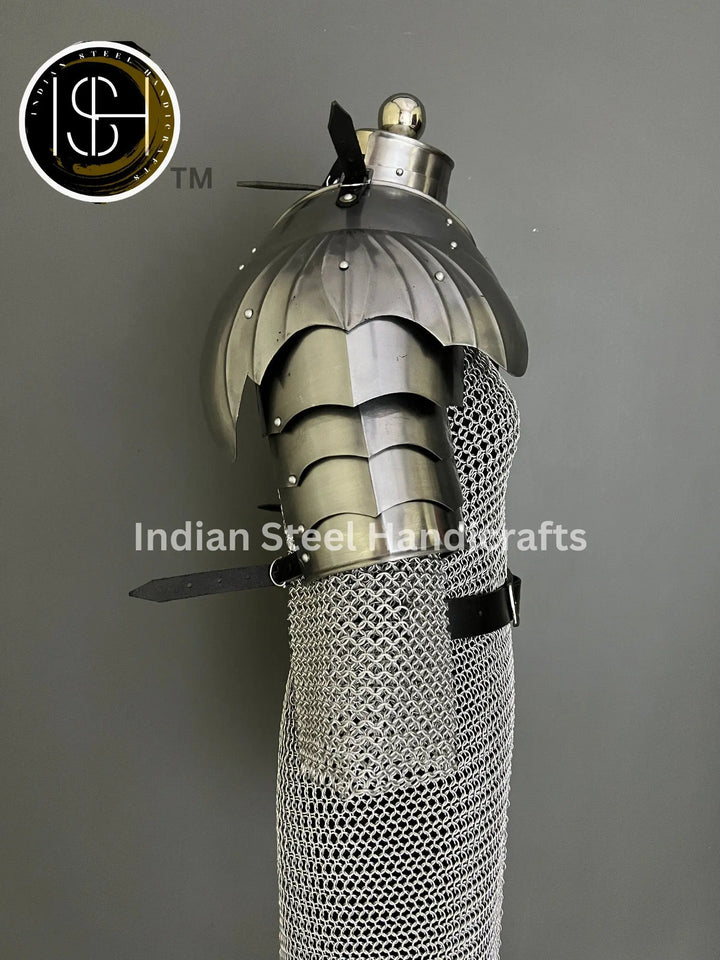 Female Knight Steel Armor: Gorget, Pouldron, Chainmail - LARP Cosplay