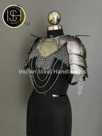 Female Knight Steel Armor: Gorget, Pouldron & Chainmail - LARP Cosplay