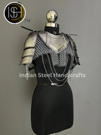 Female Knight Steel Armor: Gorget, Pouldron & Chainmail - LARP Cosplay