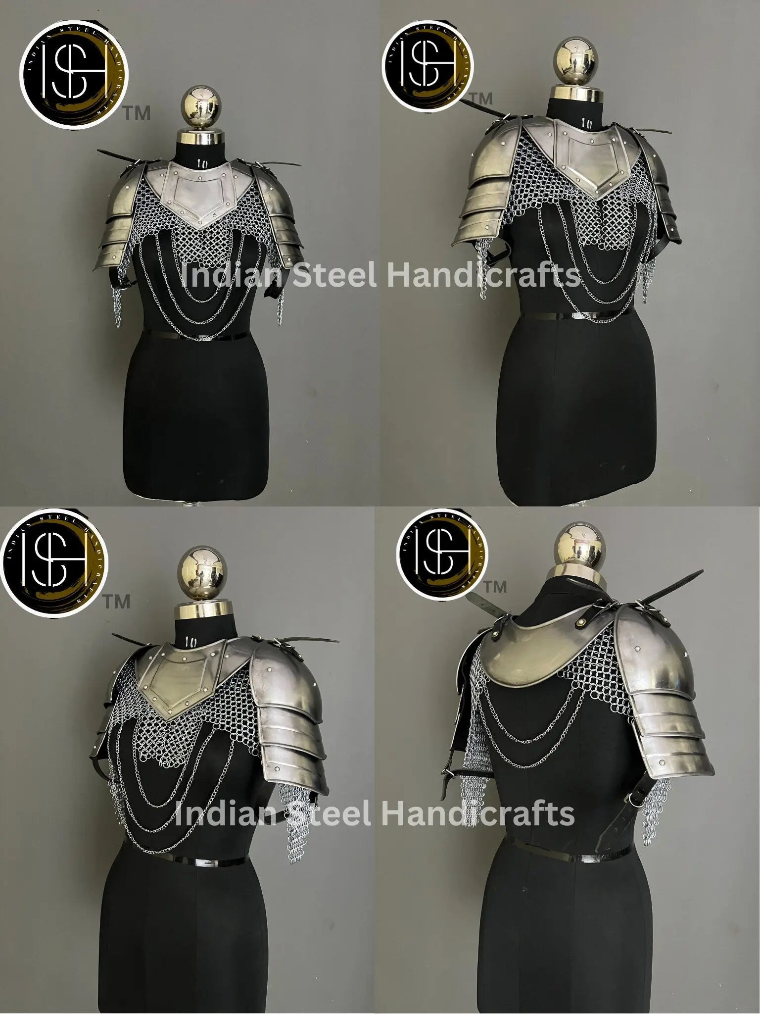 Female Knight Steel Armor: Gorget, Pouldron & Chainmail - LARP Cosplay