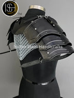 Female Knight Armor: Steel Gorget & Pouldron, Chainmail Top - LARP Cosplay