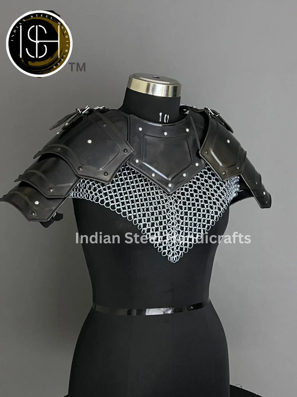 larp armor, cosplay armor, shoulder arnor, gorget pouldron armor, knight armor,chainmail armor, fantasy armor larp custom, gift for her,gift for girlfriend