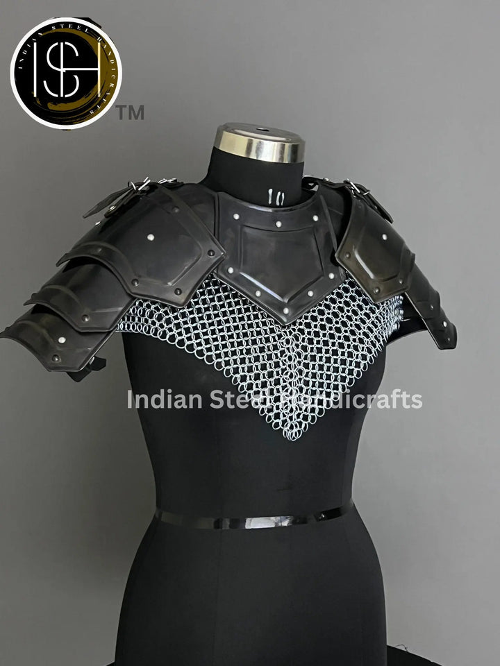 larp armor, cosplay armor, shoulder arnor, gorget pouldron armor, knight armor,chainmail armor, fantasy armor larp custom, gift for her,gift for girlfriend