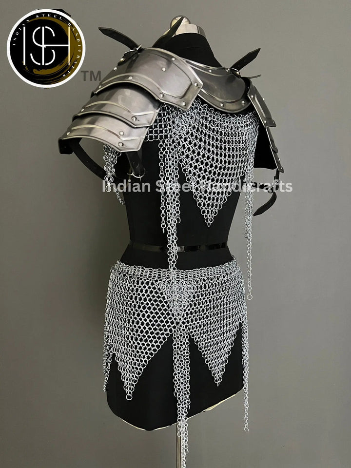 Handmade Chainmail Skirt & Top: Steel Viking Armor Costume