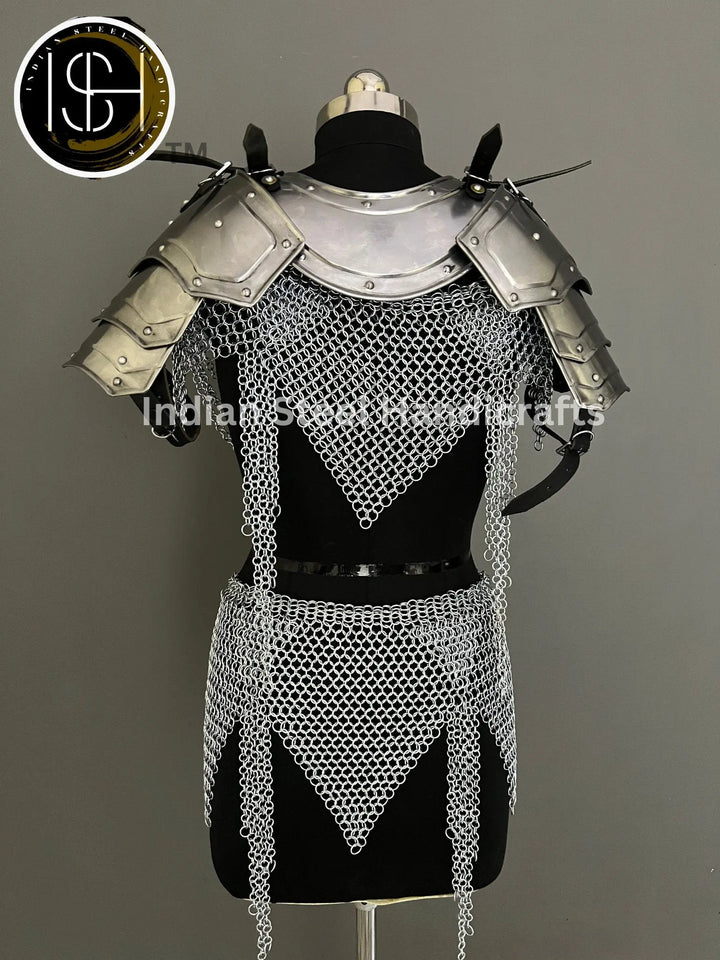 Handmade Chainmail Skirt & Top: Steel Viking Armor Costume
