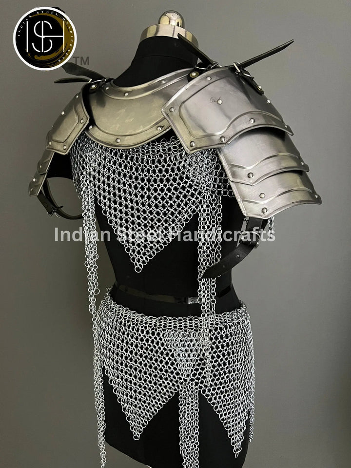 Handmade Chainmail Skirt & Top: Steel Viking Armor Costume