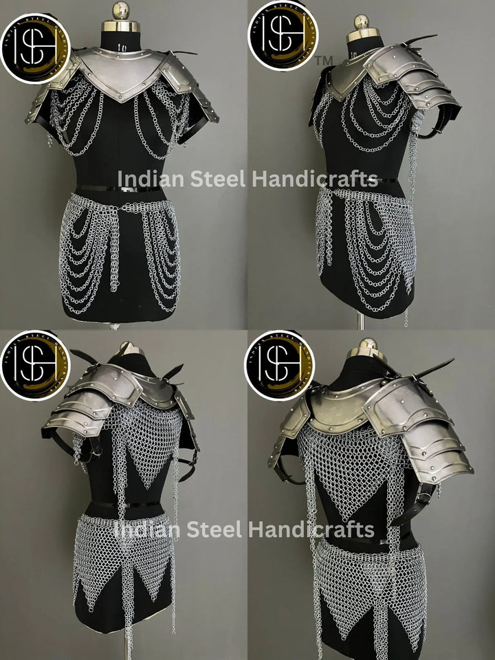 Handmade Chainmail Skirt & Top: Steel Viking Armor Costume