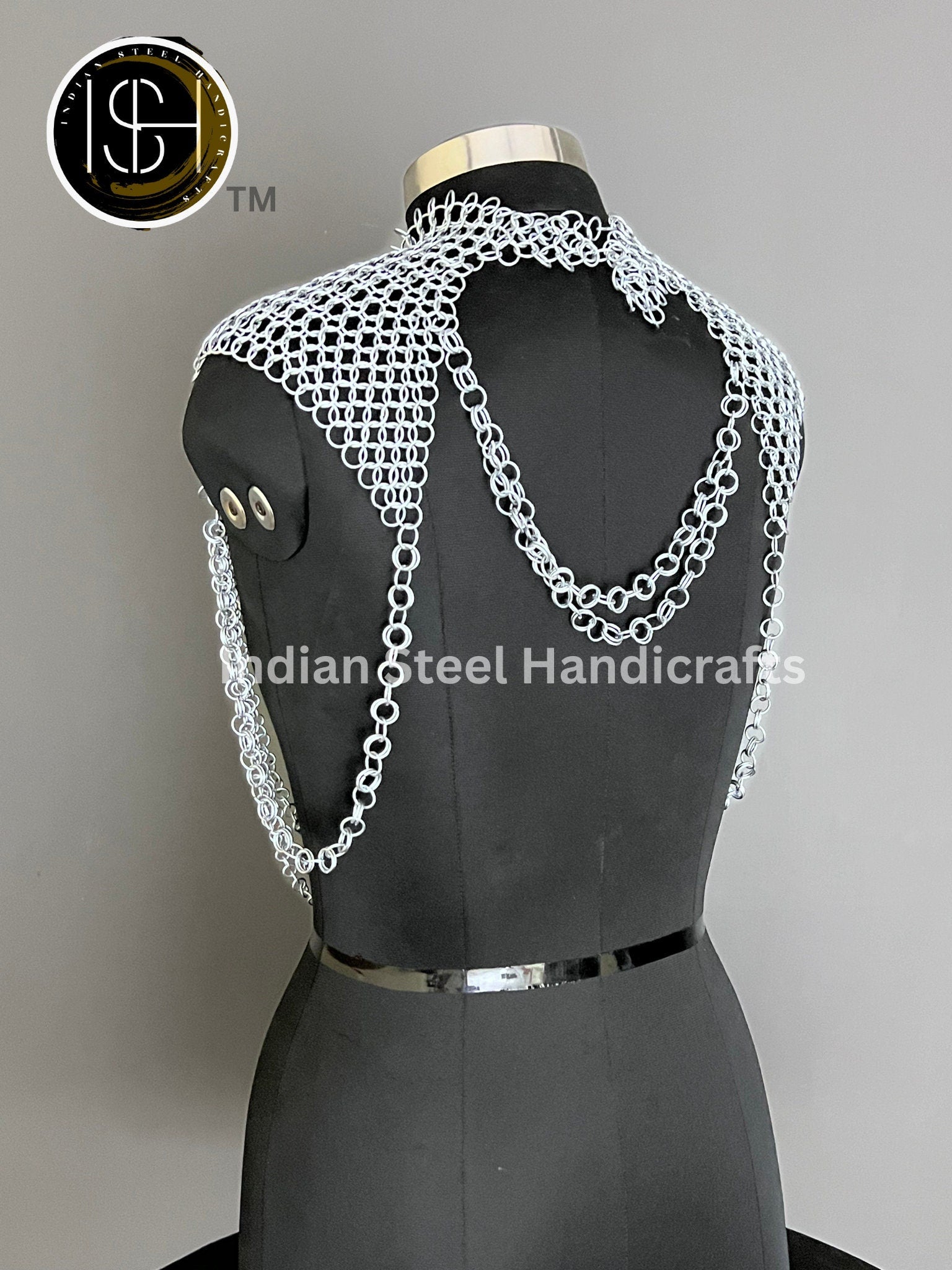 Chainmail Harness, Shoulder jewelry, Chainmaile Chains Layers Jump Rings Costume, Choker Neck, Wedding Cosplay Costume, Rave Outfits Gift.