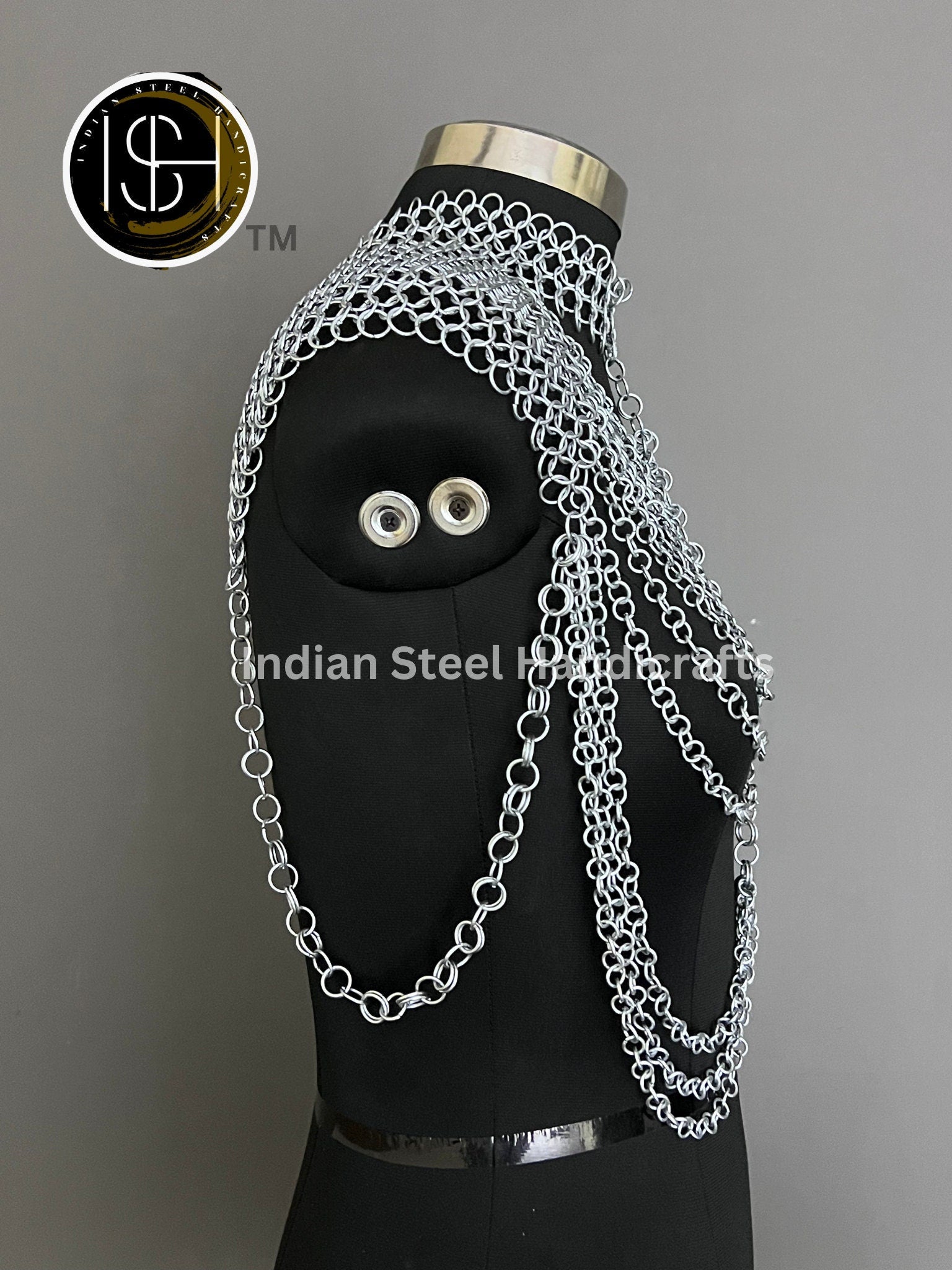 Chainmail Harness, Shoulder jewelry, Chainmaile Chains Layers Jump Rings Costume, Choker Neck, Wedding Cosplay Costume, Rave Outfits Gift.