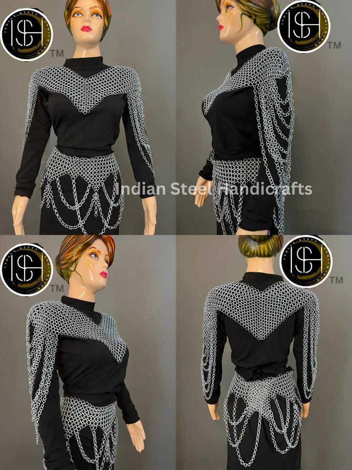 Medieval Steel Pouldron Gorget Armor: LARP Cosplay Costume