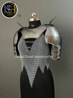gorget armor, pouldron armor,Medieval Armor, Knight Armor, Cosplay Armor, Sca Armor, Larp Armor, Fantasy Armor, Steel Armor, Female Armor, Lady Armor, Chainmail Armor, Gift For Girlfriend, Birthday Gift, Gift For Her