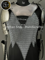 Female Knight Steel Armor: Gorget & Pouldron, Chainmail - LARP Cosplay