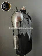 Female Knight Steel Armor: Gorget & Pouldron, Chainmail - LARP Cosplay