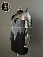 Female Knight Steel Armor: Gorget & Pouldron, Chainmail - LARP Cosplay