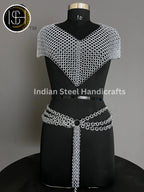 Metal Viking Top & Belt, Ren faire Chainmail Handmade Medieval Cosplay Armor, SCA Larp Costume, Mother's day Reenactment, Christmas Gift. ISH Collection