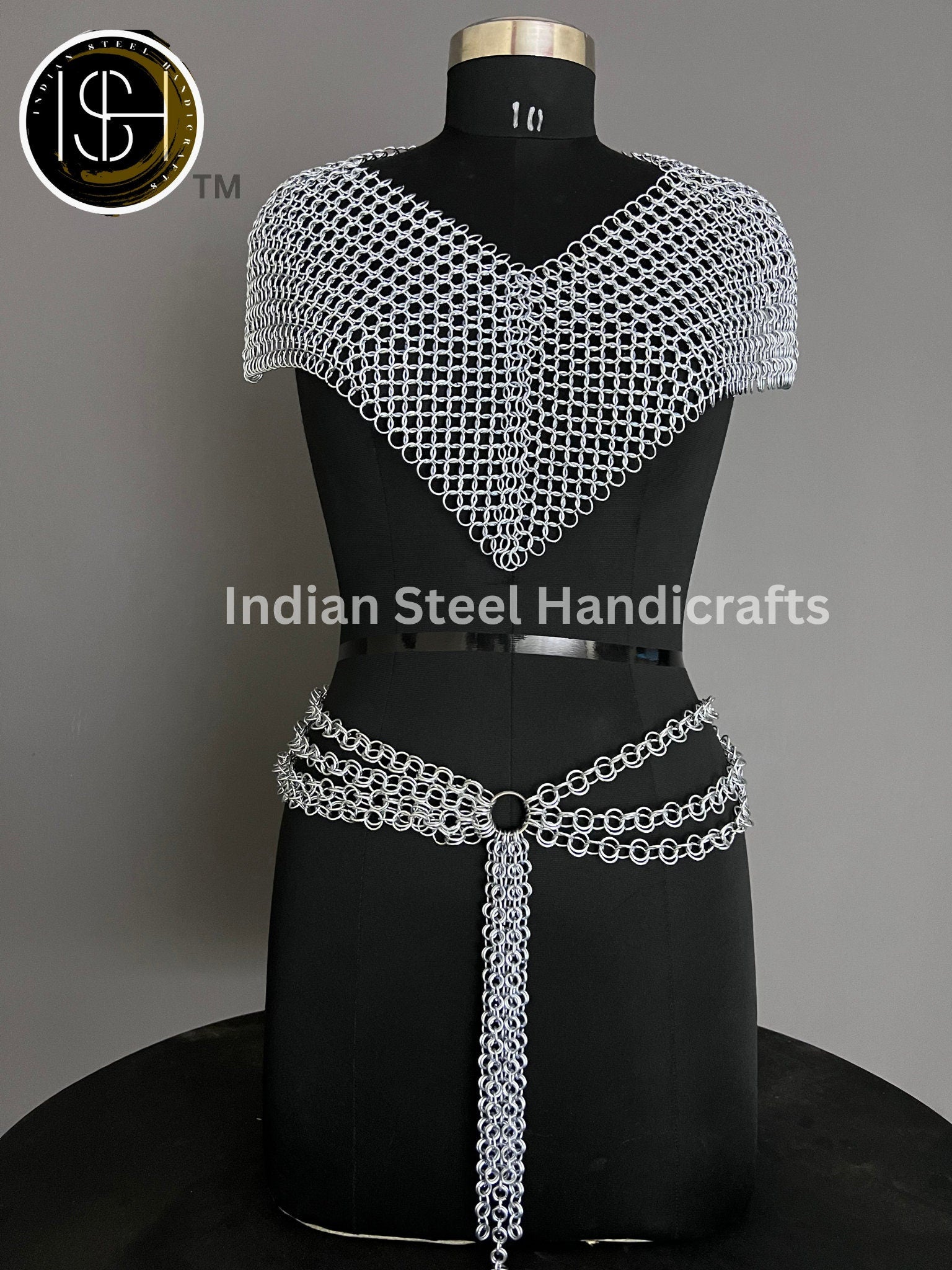 Metal Viking Top & Belt, Ren faire Chainmail Handmade Medieval Cosplay Armor, SCA Larp Costume, Mother's day Reenactment, Christmas Gift.