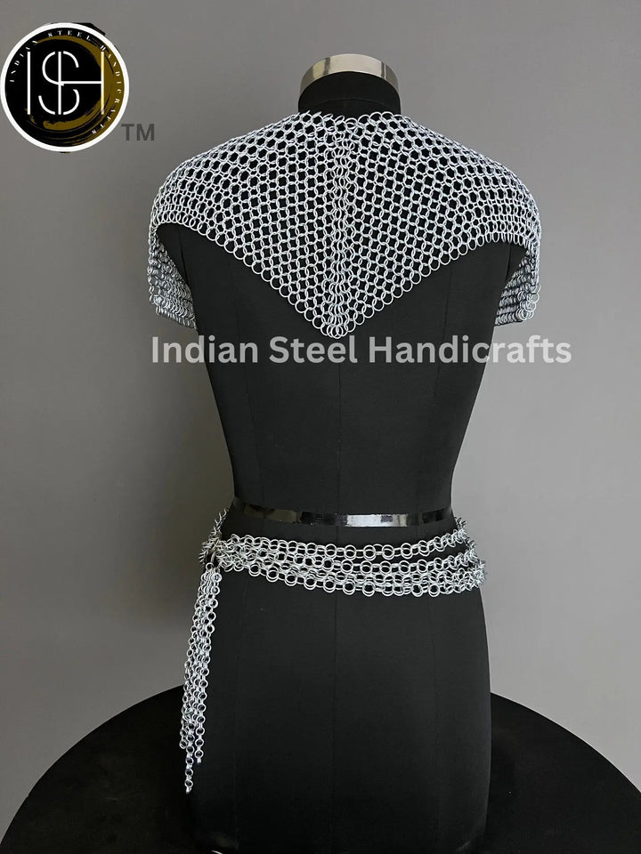 Metal Viking Top & Belt, Ren faire Chainmail Handmade Medieval Cosplay Armor, SCA Larp Costume, Mother's day Reenactment, Christmas Gift. ISH Collection
