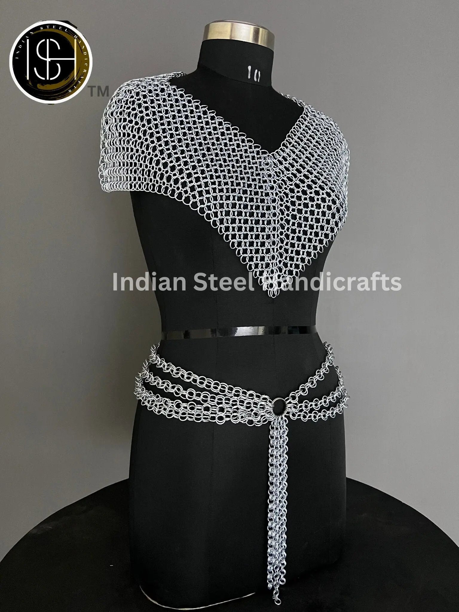 Metal Viking Top & Belt, Ren faire Chainmail Handmade Medieval Cosplay Armor, SCA Larp Costume, Mother's day Reenactment, Christmas Gift. ISH Collection