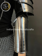 Medieval Steel Pouldron Gorget Armor: LARP Cosplay Bracers