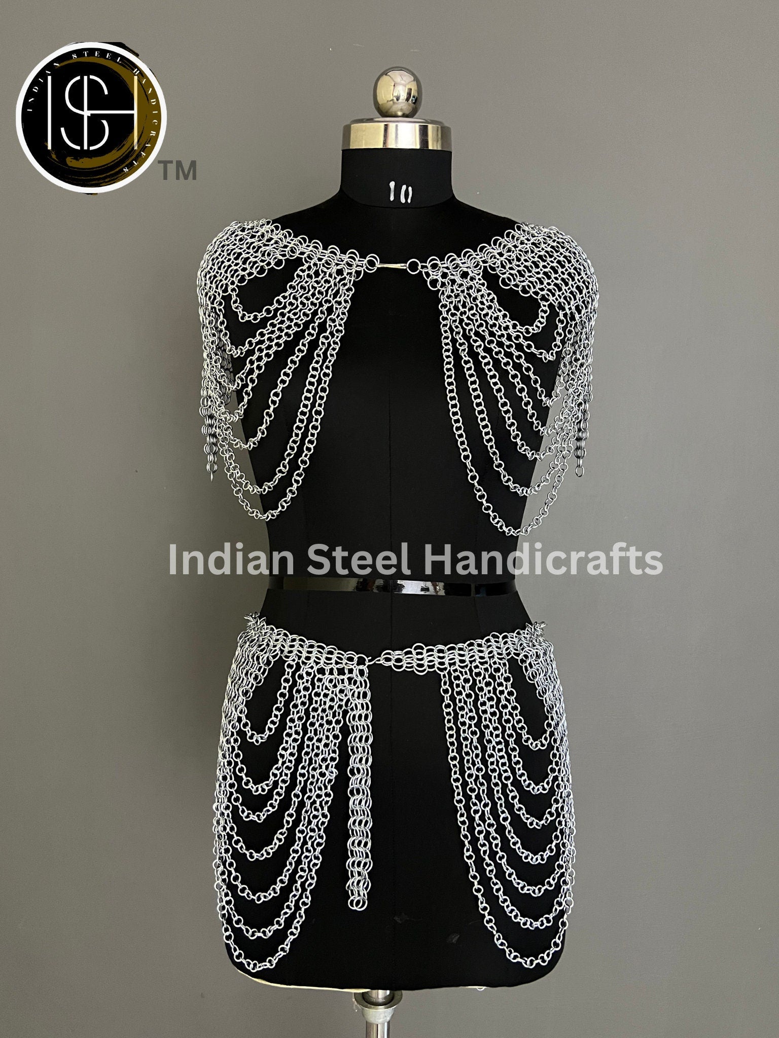 Metal Viking Skirt & Top,Medieval Shield, Chainmail Handmade Medieval Armor, SCA Larp Costume, Mother's day Reenactment, Christmas Gift.