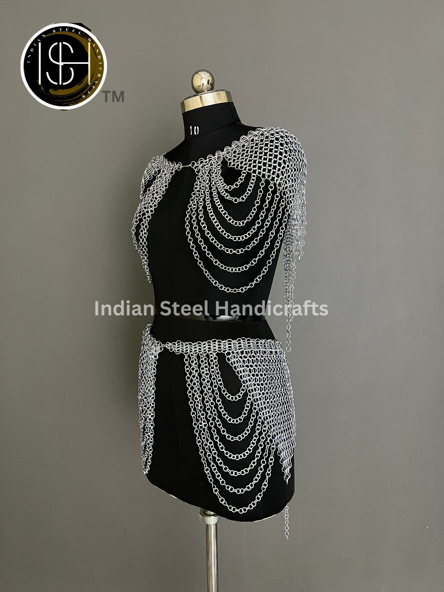 Metal Viking Skirt & Top,Medieval Shield, Chainmail Handmade Medieval Armor, SCA Larp Costume, Mother's day Reenactment, Christmas Gift.