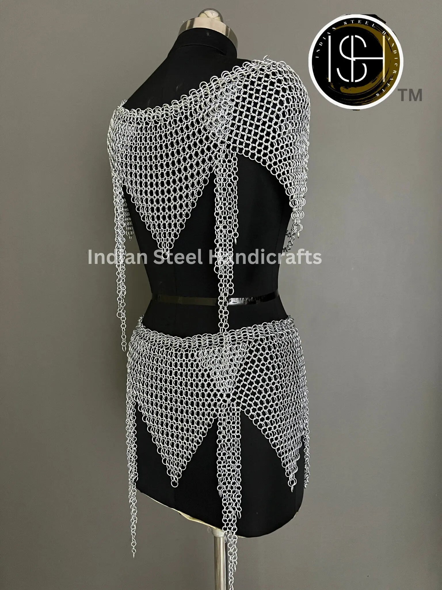 Metal Viking Skirt & Top,Medieval Shield, Chainmail Handmade Medieval Armor, SCA Larp Costume, Mother's day Reenactment, Christmas Gift. ISH Collection