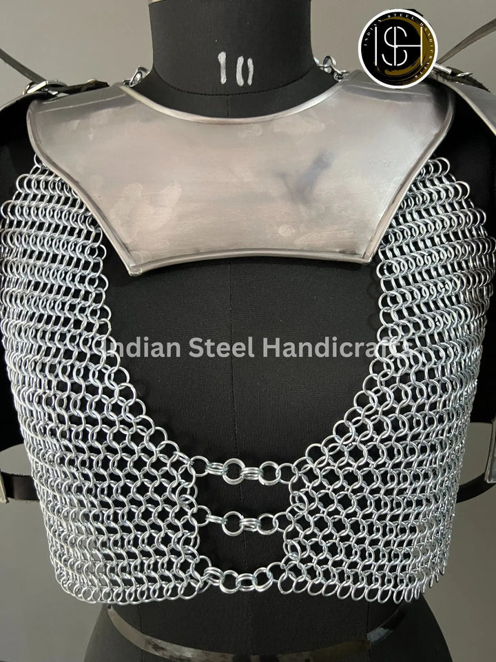 Knight Brave Female Armor, Gorget Pouldron Armor, Chaianmail Armor,Cosplay Armor, Sca Armor, Larp Armor, Gifts for Women. ISH Collection
