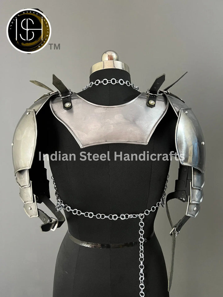 Knight Brave Female Armor, Gorget Pouldron Armor, Chaianmail Armor,Cosplay Armor, Sca Armor, Larp Armor, Gifts for Women. ISH Collection
