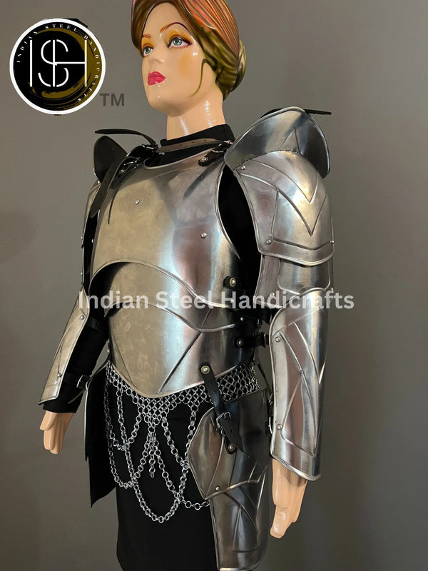 Medieval Lady Knight Armor: Steel Fantasy Costume, LARP Cosplay