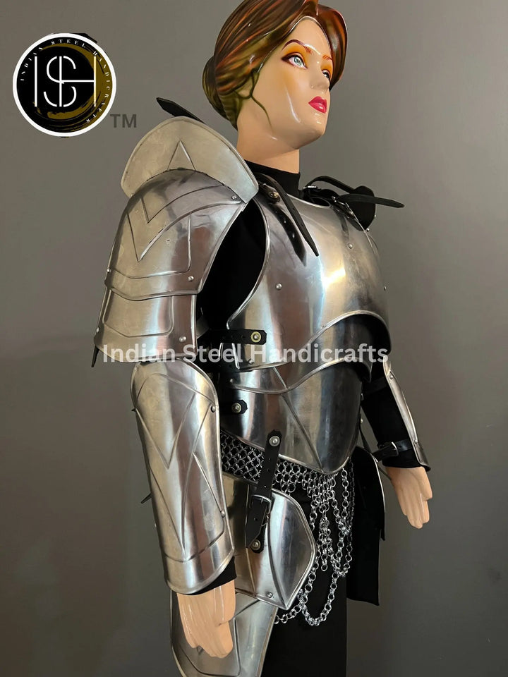 Medieval Lady Knight Armor: Steel Fantasy Costume, LARP Cosplay