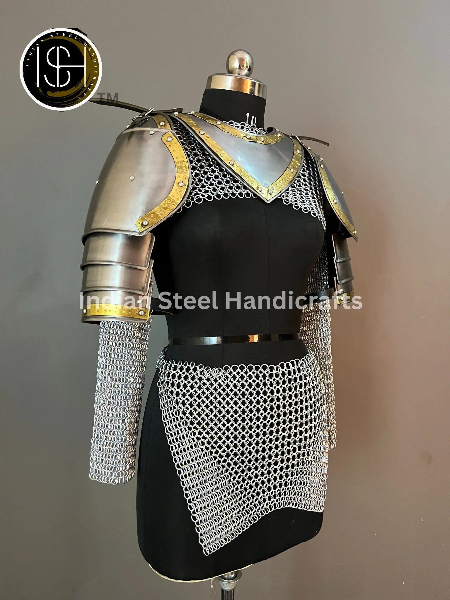 Medieval Steel Pouldron Gorget Armor: Hussar Chainmail, LARP Cosplay