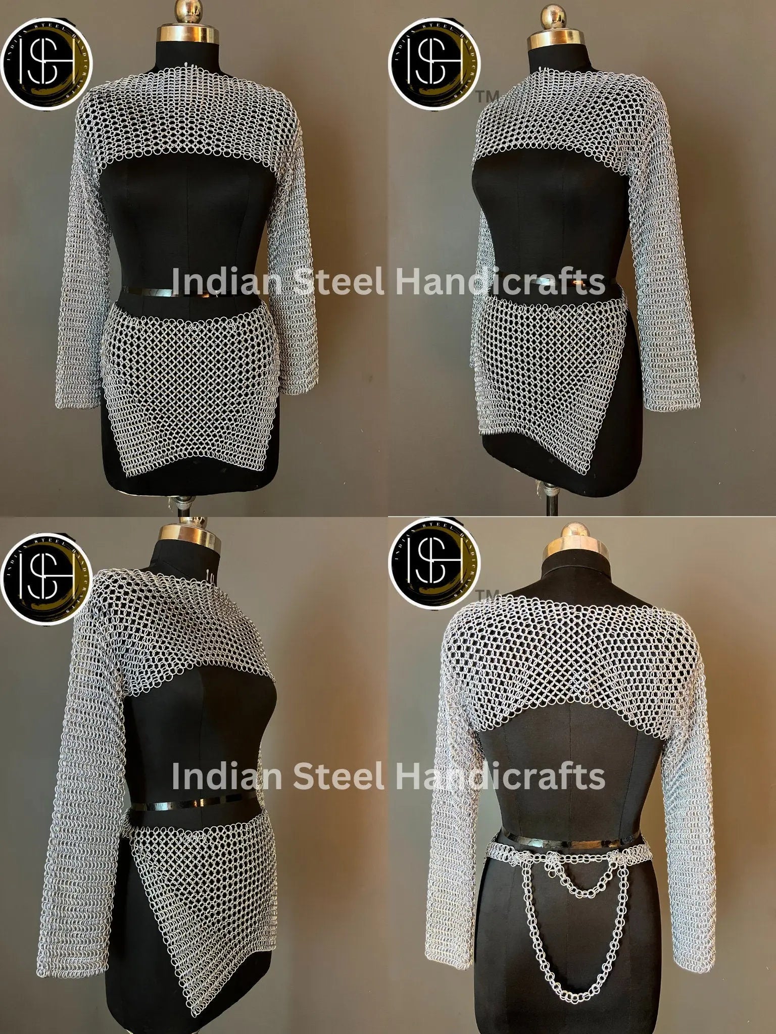 Medieval Steel Pouldron Gorget Armor: Hussar Chainmail, LARP Cosplay