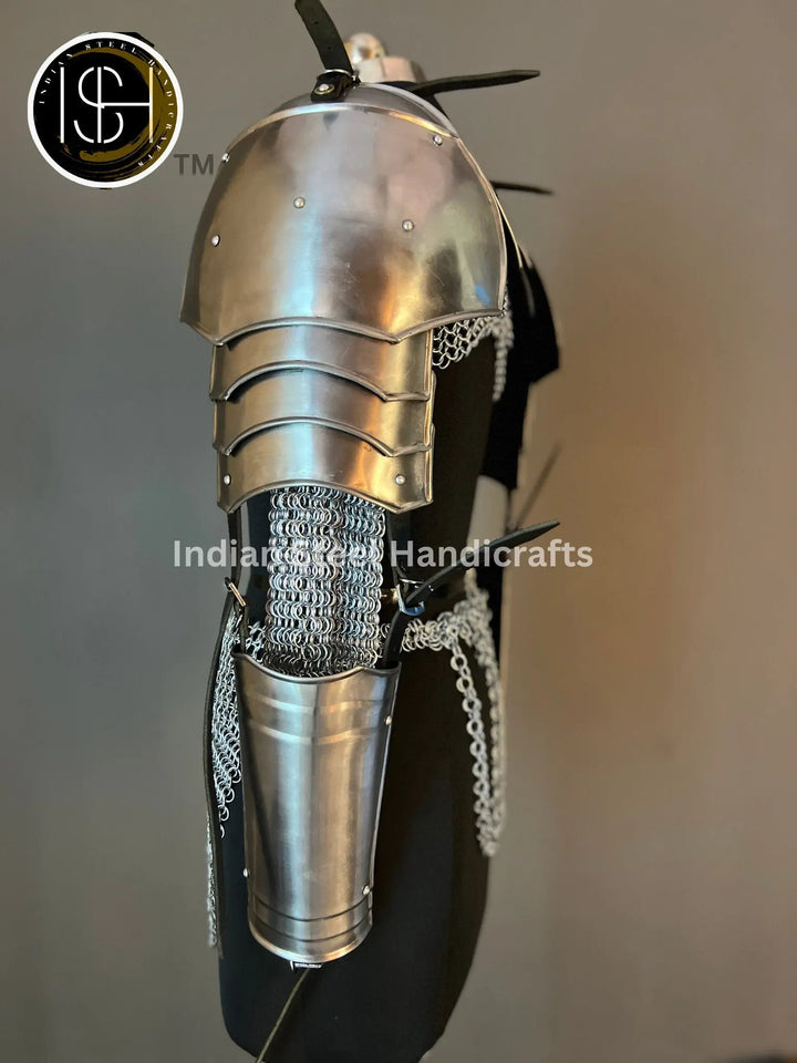 Medieval Steel Pouldron Gorget Armor: LARP Cosplay Costume